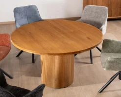 Sale Petite table ronde 130 cm et pied central cannelé style rétro 