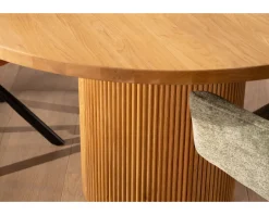 Sale Petite table ronde 130 cm et pied central cannelé style rétro 