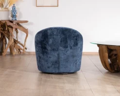 Sale Petit fauteuil d'appoint design épuré en tissu bleu nuit 