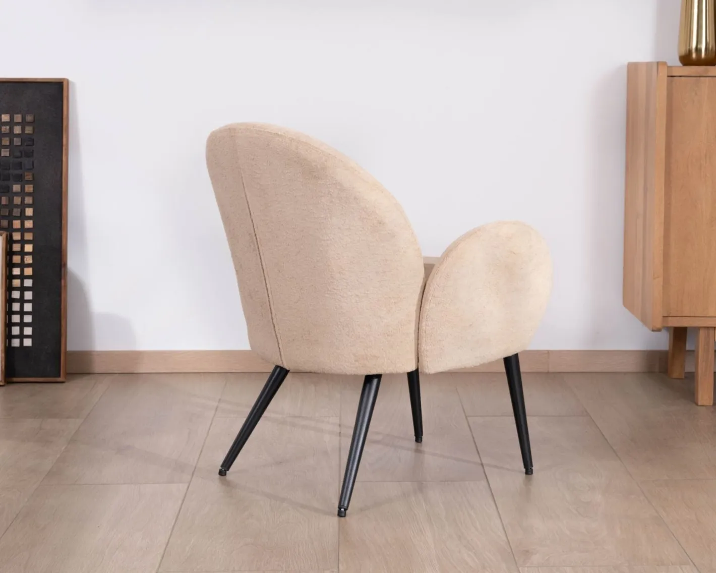 Best Petit fauteuil esprit scandinave en tissu duveteux beige "Luno" Fauteuil