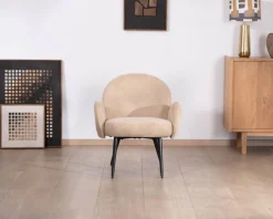 Best Petit fauteuil esprit scandinave en tissu duveteux beige