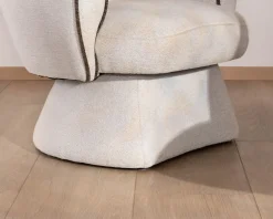 Outlet Petit fauteuil lounge en tissu bouclette blanc cassé 