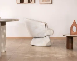 Outlet Petit fauteuil lounge en tissu bouclette blanc cassé 