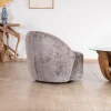 New Petit fauteuil pivotant esprit chauffeuse contemporaine en tissu bouclette gris cendré "Marylin" Fauteuil