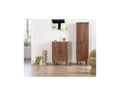Sale Petit meuble sous vasque en manguier foncé "Malova" 60 cm esprit rétro chic Meuble Sous Vasque