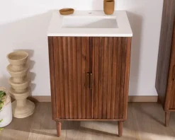 Sale Petit meuble sous vasque en manguier foncé