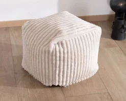 New Petit pouf cubique en velours blanc 