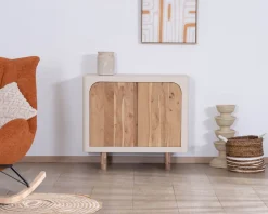 Best Petit rangement design en acacia naturel et finition aspect béton sablé