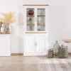 Clearance Petit vaisselier blanc en acacia avec portes vitrées "Trégastel" Vaisselier|Vitrine Et Argentier