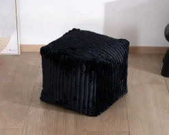 Hot Pouf carré en velours côtelé anthracite 