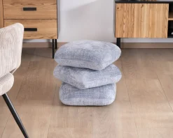 Clearance Pouf design pivotant en tissu tramé bleu glacier à reflets lumineux « Flow » esprit scandinave Décoration