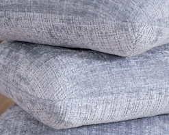 Clearance Pouf design pivotant en tissu tramé bleu glacier à reflets lumineux « Flow » esprit scandinave Décoration