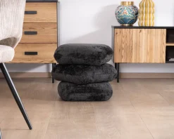 Pouf « Flow » tournant à trois niveaux en tissu tramé gris anthracite au toucher doux Décoration