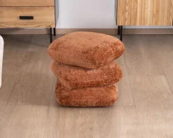 Best Pouf 3 niveaux pivotants design organique en tissu tramé cuivré « Flow » esprit rétro chic Décoration