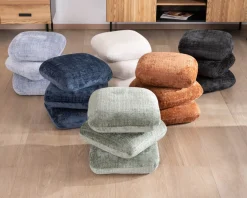 Best Pouf 3 niveaux pivotants design organique en tissu tramé cuivré « Flow » esprit rétro chic Décoration