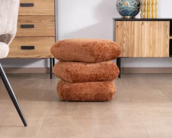 Best Pouf 3 niveaux pivotants design organique en tissu tramé cuivré « Flow » esprit rétro chic Décoration