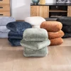 Pouf pivotant « Flow » style contemporain en tissu tramé écru à reflets soyeux Décoration