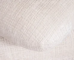 Pouf pivotant « Flow » style contemporain en tissu tramé écru à reflets soyeux Décoration