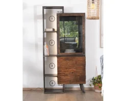 Rangement design en bois et métal "Crescendo" avec éclairage LEDs Vitrine Et Argentier|Bibliothèque