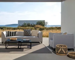 Hot Salon de jardin cosy 3 pièces en tissu gris clair Sunbrella 