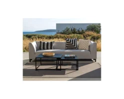 Hot Salon de jardin cosy 3 pièces en tissu gris clair Sunbrella 