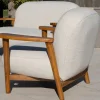 Hot Salon de jardin 3 pièces "Aristochair" en teck tissu d'extérieur blanc cassé Canapé De Jardin|Salon De Jardin