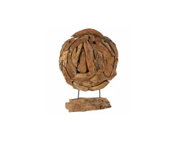 Outlet Sculpture déco ronde en racine teck massif "Bois" Bout De Canapé|Décoration