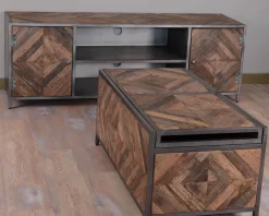 Outlet Table basse bar métal et bois industriel 100cm 