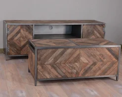 Outlet Table basse bar métal et bois industriel 100cm 