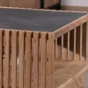Discount Table basse carrée avec plateau en placage pierre et structure bois ajourée "Pikto" Table Basse Carrée