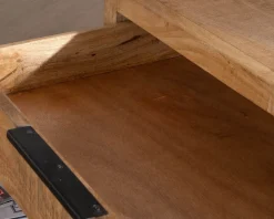Hot Table basse carrée 80 cm en manguier et pieds métal