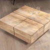 Online Table basse carrée style contemporain en bois massif naturel "Pablo" Table Basse Carrée