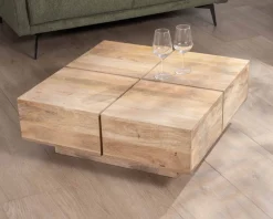 Online Table basse carrée style contemporain en bois massif naturel "Pablo" Table Basse Carrée