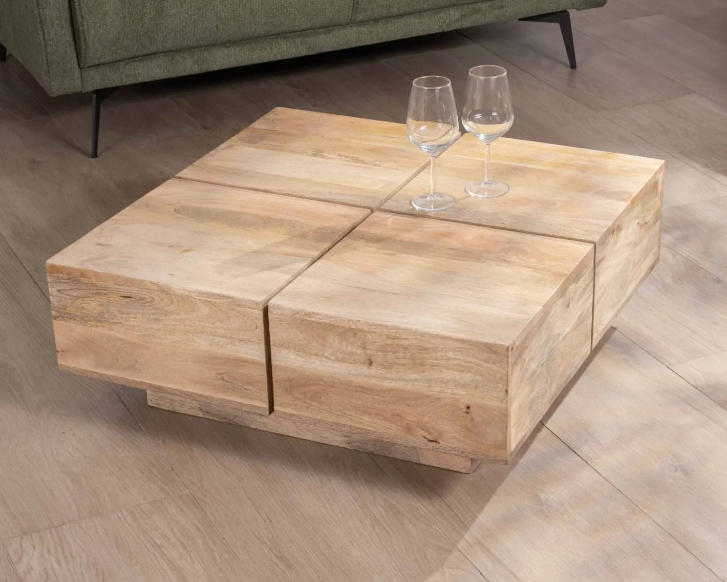 Online Table basse carrée style contemporain en bois massif naturel "Pablo" Table Basse Carrée