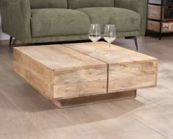 Online Table basse carrée style contemporain en bois massif naturel