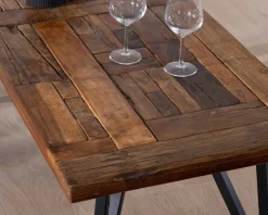New Table basse 120cm en bois massif recyclé et pieds métal noir "Cidade" Table Basse Rectangulaire