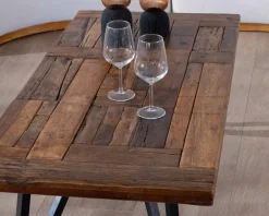 New Table basse 120cm en bois massif recyclé et pieds métal noir 