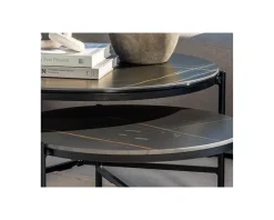 Online Table basse design noire plateau céramique et structure 3 pieds "Sokha Beach" diamètre 126 cm Table Basse Ovale Ou Ronde
