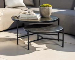 Online Table basse design noire plateau céramique et structure 3 pieds 