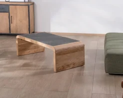 Hot Table basse design retro avec plateau placage pierre