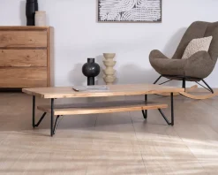 New Table basse double plateau forme bateau en acacia massif 