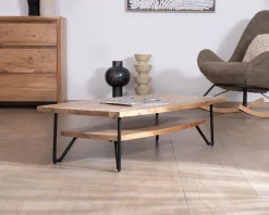 New Table basse double plateau forme bateau en acacia massif 