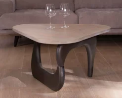 Outlet Table basse en manguier massif plateau triangulaire "Pop Vintage" Table Basse Ovale Ou Ronde