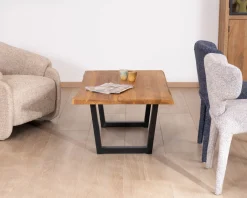 Online Table basse esprit loft en teck recyclé “Lasia” avec piètement métal noir en U Table Basse Rectangulaire