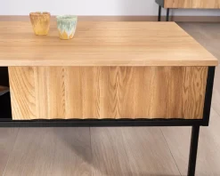 Online Table basse esprit newtro en bois massif naturel et noir 