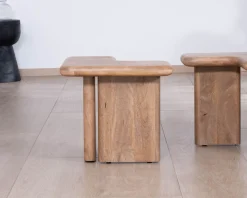 Table basse modulable en manguier "Naura" esprit organique Table Basse Rectangulaire