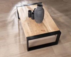 Outlet Table basse rectangle de style industriel métal et bois 