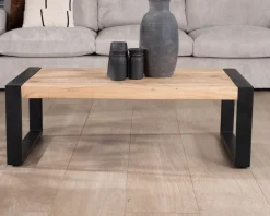 Outlet Table basse rectangle de style industriel métal et bois 