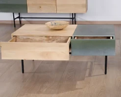 Sale Table basse rectangulaire bois et métal 100x55 cm 
