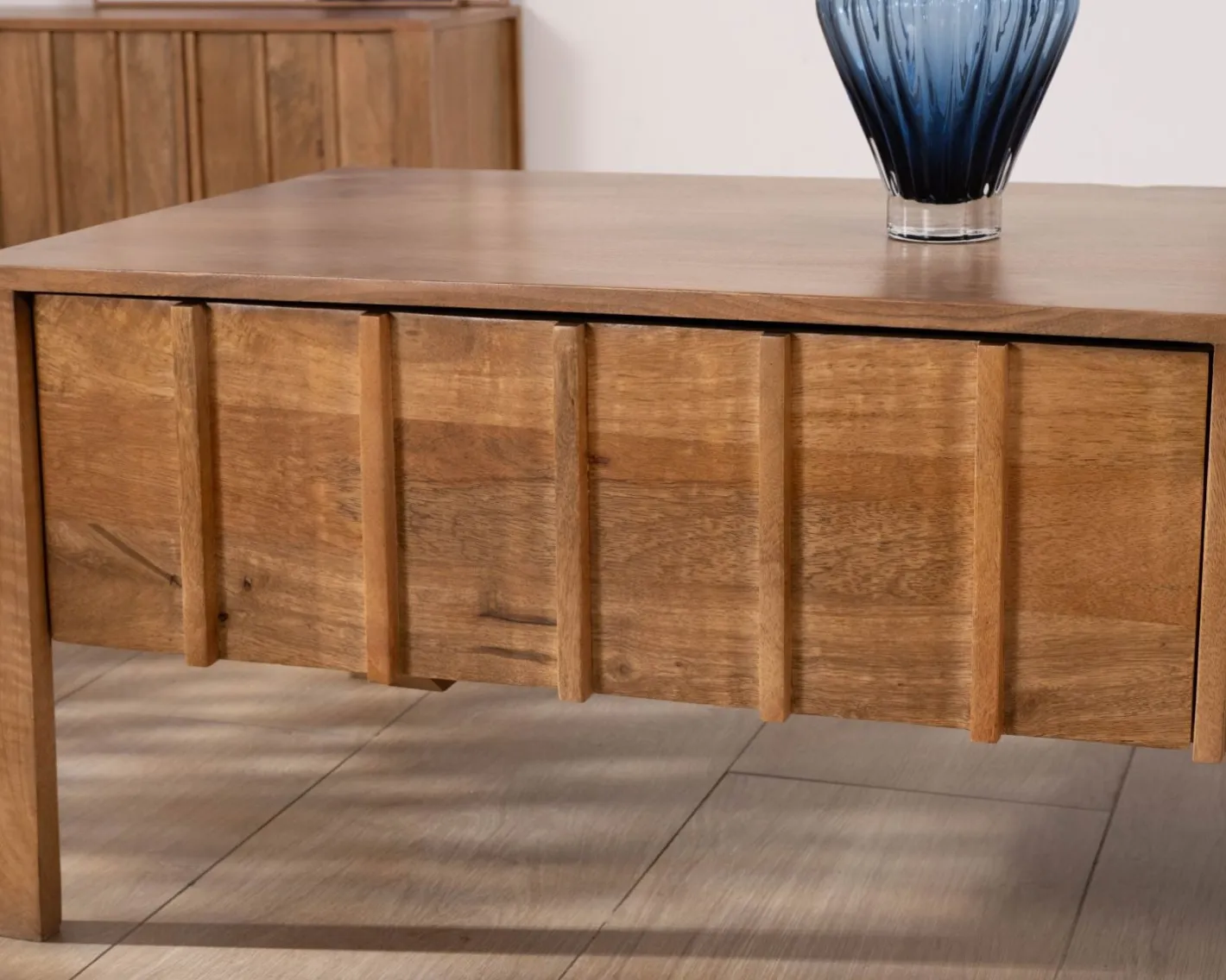 Table basse rectangulaire esprit zen en manguier naturel "Sicaly" Table Basse Rectangulaire
